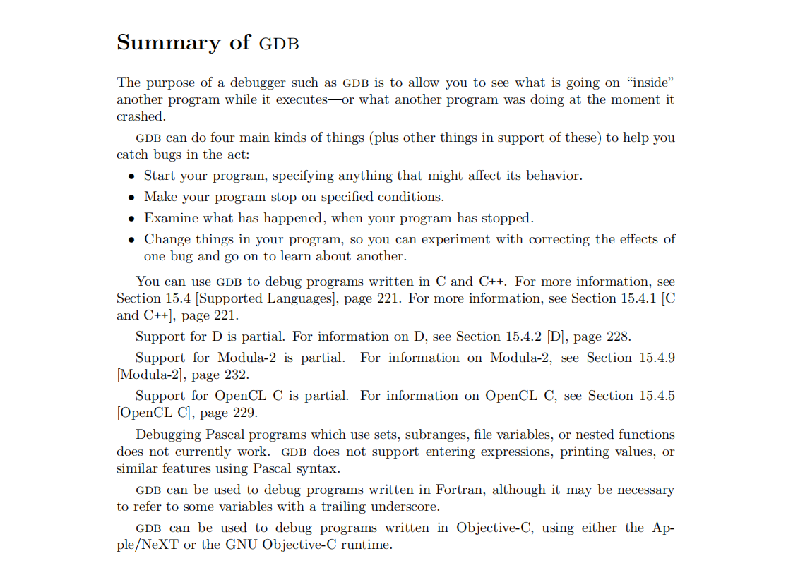 Summary of GDB